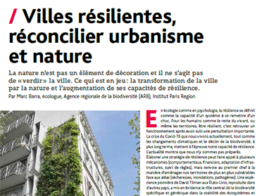 Villes résilientes, réconcilier urbanisme et nature - Revue Urbanisme